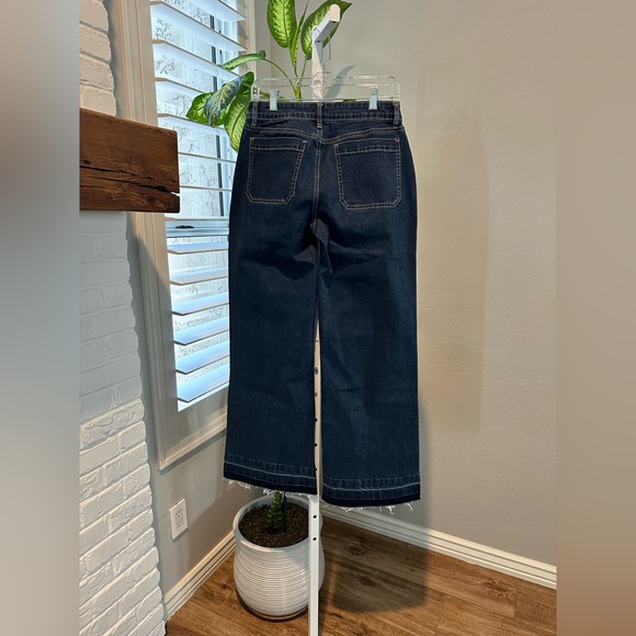 Flamingals Wash Stitch Detail Raw Hem Mid Waist Wide Leg Jeans Size Medium NWT - Picture 5 of 6